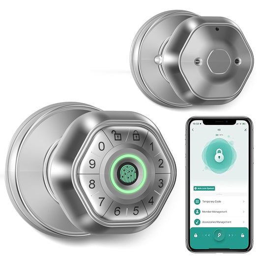 Fingerprint Door Lock- Smart Door knob,biometric Door Lock，with passcode keypad keyless Entry Door Handle，for Bedroom Home Hotel Office Apartment Smart Door Lock