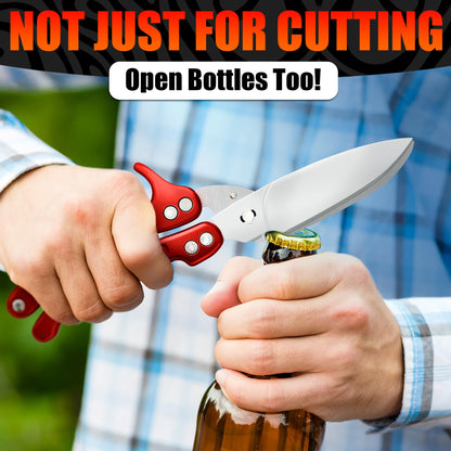 Kitchen Shears Heavy Duty – Sharp Chicken Shears with Non-Slip Micro-Serrated Blades, Meat Cutting Scissors with Safety Lock – Multipurpose Chicken Scissors for Meat, Fish, Bone & Food Prep