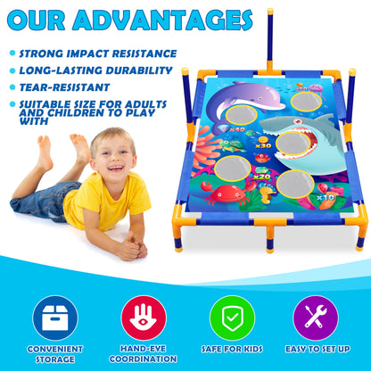 3-in-1 Bean Bag Toss Game Toy,Outdoor Toss Game with Stand for Ring Toss,Bean Bags & Balls, Family Party Supplies for Kids,Birthday for Boys,Toddlers Ages 3 4 5 6 Years Old