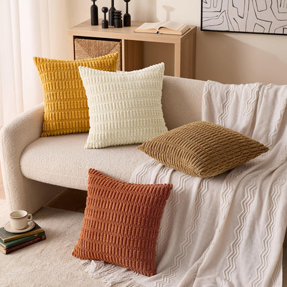 MIULEE Fall Soft Corduroy Throw Pillow Covers Set of 4 Camel 20x20 Inch Modern Farmhouse Boho Decorative Accent Cushion Covers for Couch Sofa Bedroom