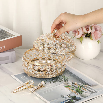 Hipiwe Crystal Jewelry Box Jewelry Trinket Organizer Box Gold Treasure Box Luxury Home Decor Ring Earrings Storage Holder Keepsake Box for Women,X-Large