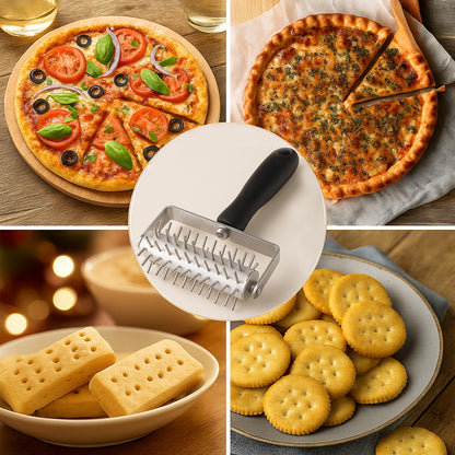 EVEDMOT Pizza Dough Docker Roller Stainless Steel, Pin Puncher Dough Hole Maker, Docking Tool for Pizza Pie Cookie Pastry Bread