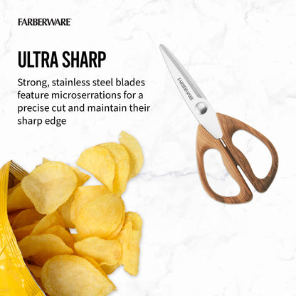 Farberware 5221282 All Purpose Shear, Pecan Wood Handles 8.2 x 3.5 x 0.5 inches