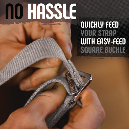 Gradient Fitness Yoga Strap, Friction-Less Easy-Feed Buckle, Yoga Straps for Stretching, Super Soft Cotton/Polyester Blend Webbing, Yoga band, Free eGuide. (8 Feet) Gray