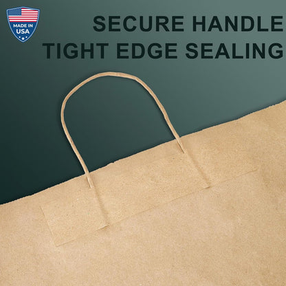 METRONIC Paper Gift Bags 5.25x3.75x8 50Pcs, Christmas Gift Wrap Bags with Handles, Brown Kraft Paper Bag for Small Business, Bulk Party Favors Bag for Birthday, Shopping, Retail, Made in USA