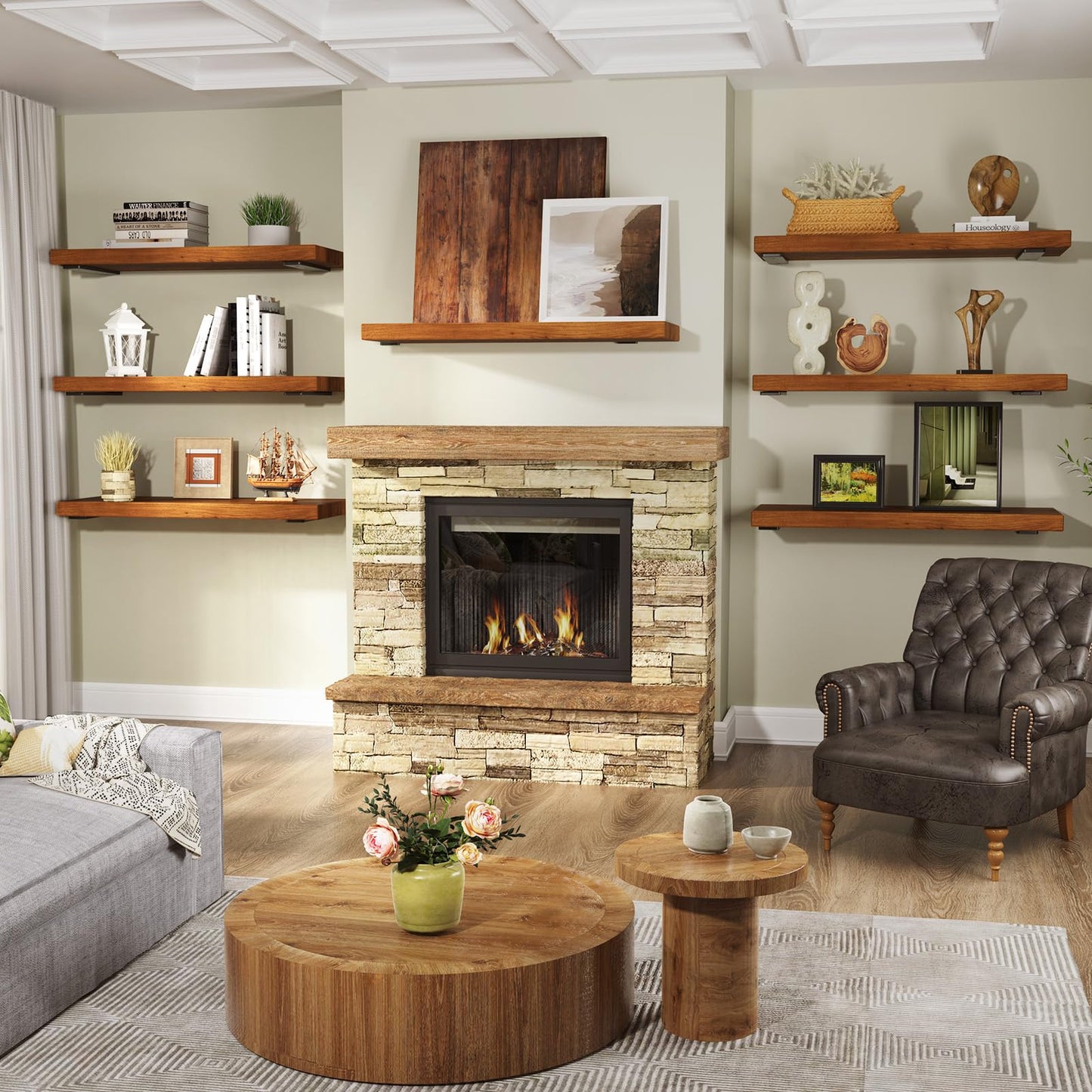 Goovilla Shelf Bracket, Heavy Duty Floating Shelf Brackets 6 inch Long, 6 Pack Brackets for Shelves, Black Coated Metal Wall Shelf Support Brackets with 1/5 Inch Thick and 160 lb. Load Capacity