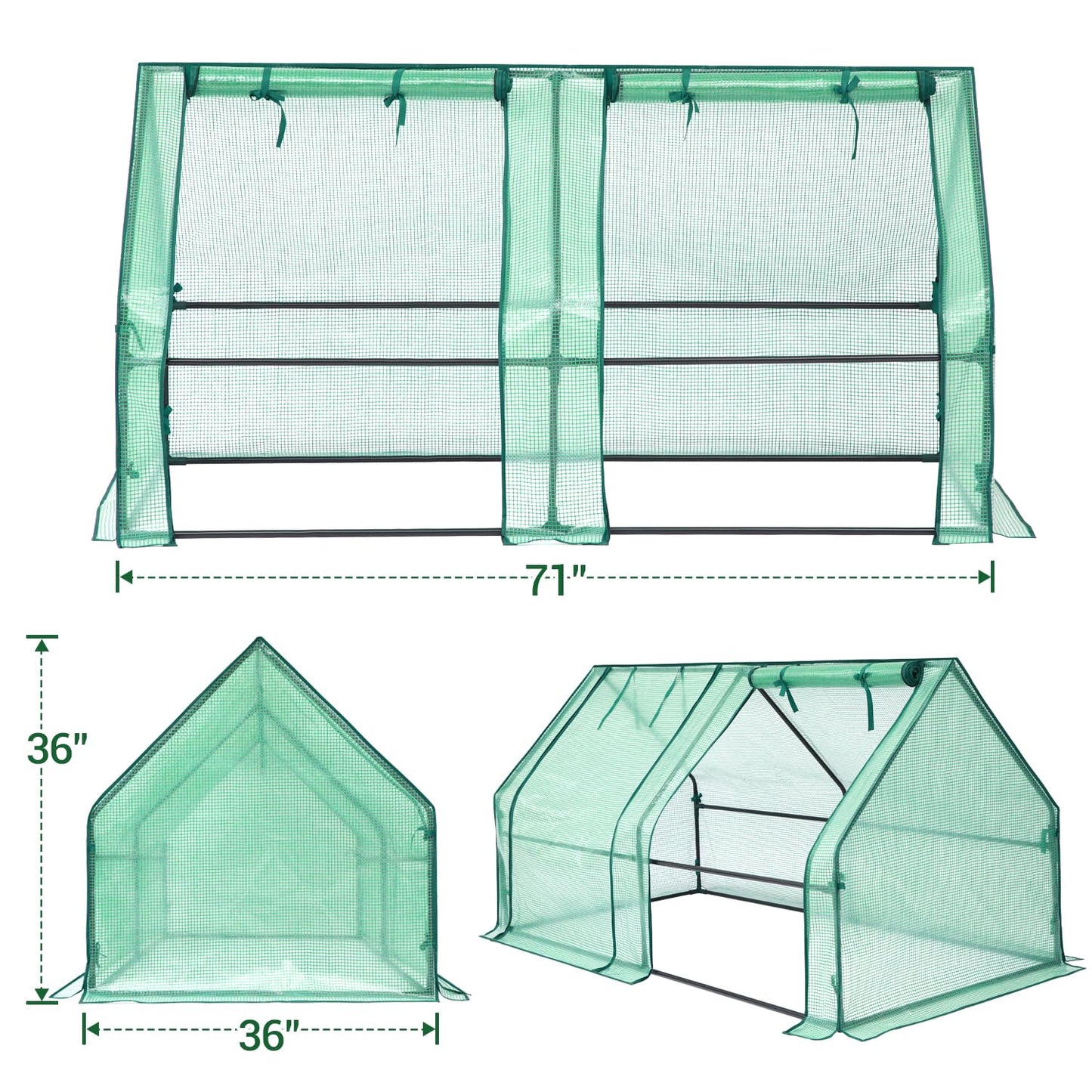 Ohuhu Portable Mini Greenhouse, 71"x36"x36" Greenhouses for Outdoors with Dual Large Zipper Doors & Ground Stakes, Waterproof & UV Protected Plastic Green House for Outside Garden Patio Backyard