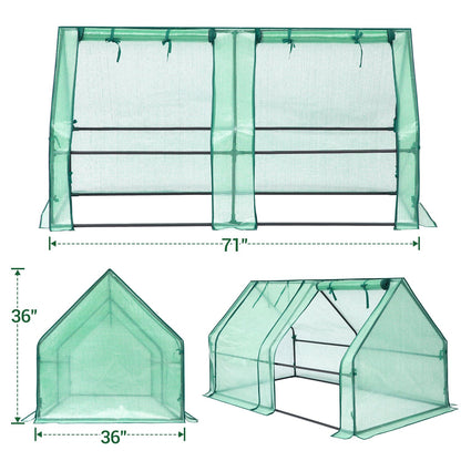 Ohuhu Portable Mini Greenhouse, 71"x36"x36" Greenhouses for Outdoors with Dual Large Zipper Doors & Ground Stakes, Waterproof & UV Protected Plastic Green House for Outside Garden Patio Backyard