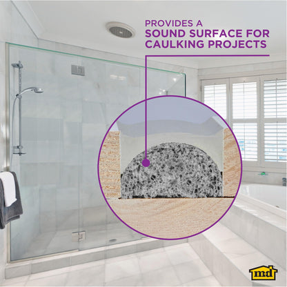 M-D Building Products - Versatile Gray Foam Backer Rod Set 1/2in x 20ft - Essential Caulk Saver for Sealing Concrete Gaps, Expansion Joints, and Crack Filling (71480)