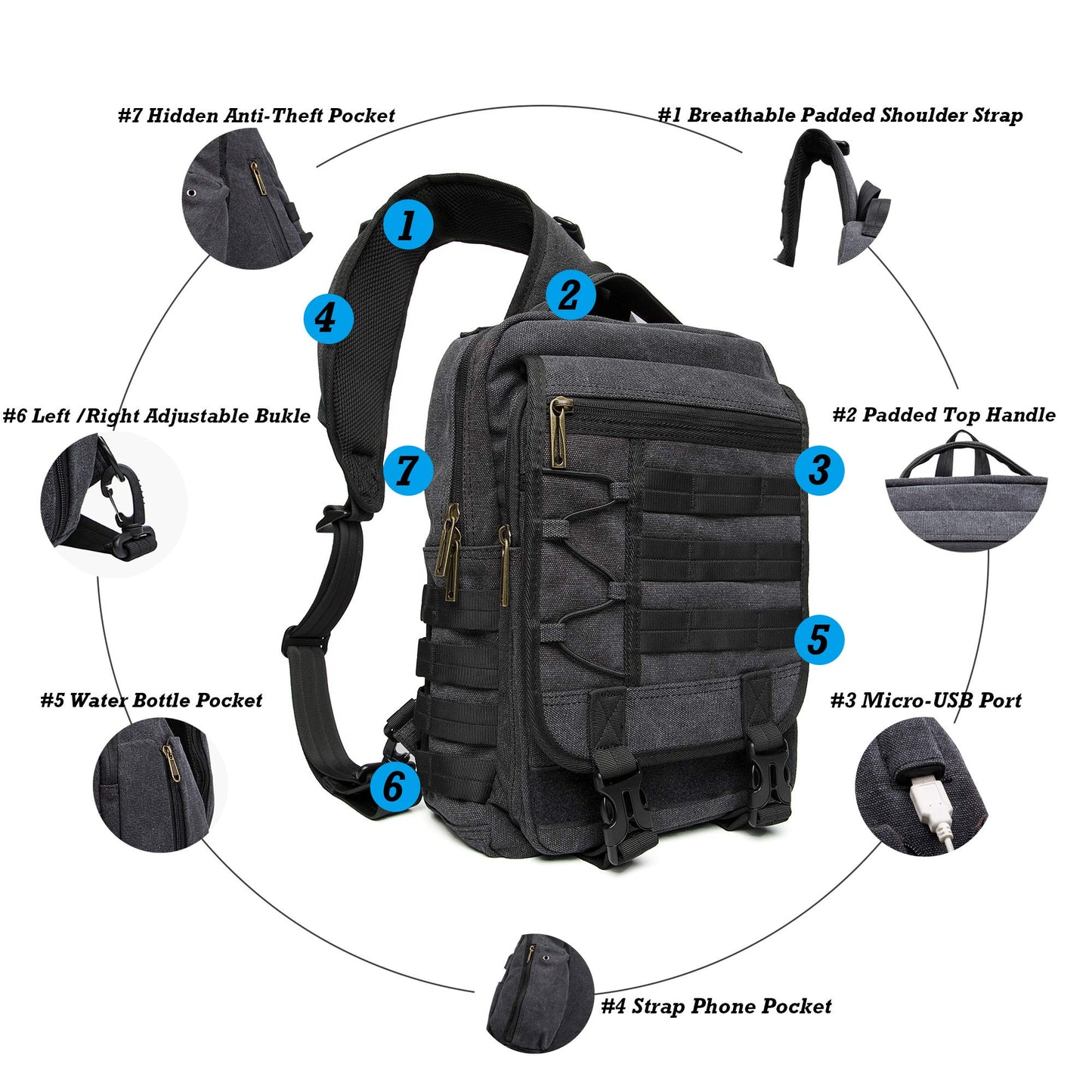 NICGID Sling Bags Chest Shoulder Backpacks, 13.3'' Laptop Backpack Crossbody Messenger Bag Travel Outdoor Men Women