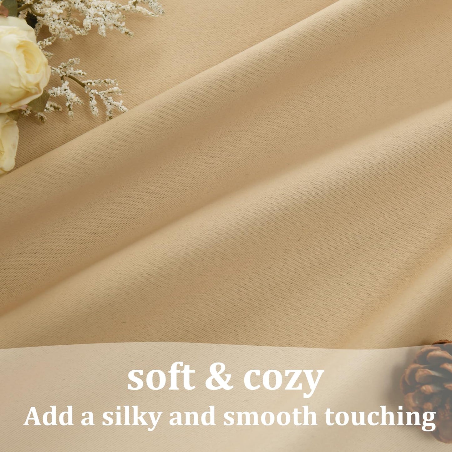 JIUZHEN Room Divider Curtains for Bedroom, Living Room, Dorm - Privacy Partition Curtains with Grommets, Soundproof Hanging Room Dividers (Beige, W100 by L84, 1 Panel)