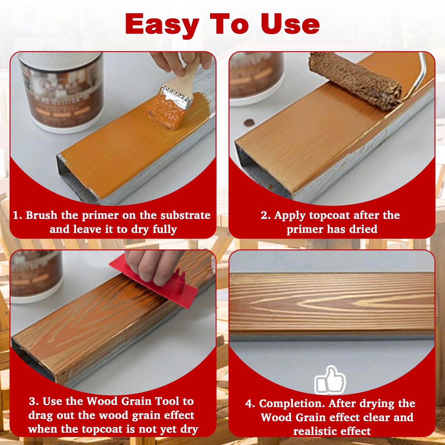 LUTQ 3 Pack Wood Grain Tool -Natural Woodgrain Maker for Decorative Painting Premium Wood Graining Tool Set Enhance Your DIY Projects with Wood Grain Patterns