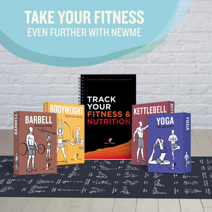 NewMe Fitness Yoga Mat for Women and Men - Large, 5mm Thick, 68 Inch Long, Non Slip Exercise Mats w/ 70 Printed Yoga Poses for Pilates, Workout and Stretching - Home and Gym Essentials - Purple