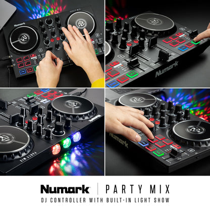 Numark Party Mix DJ Controller with Lights, 2 Decks, Mixer, Audio Interface and (Serato Lite)