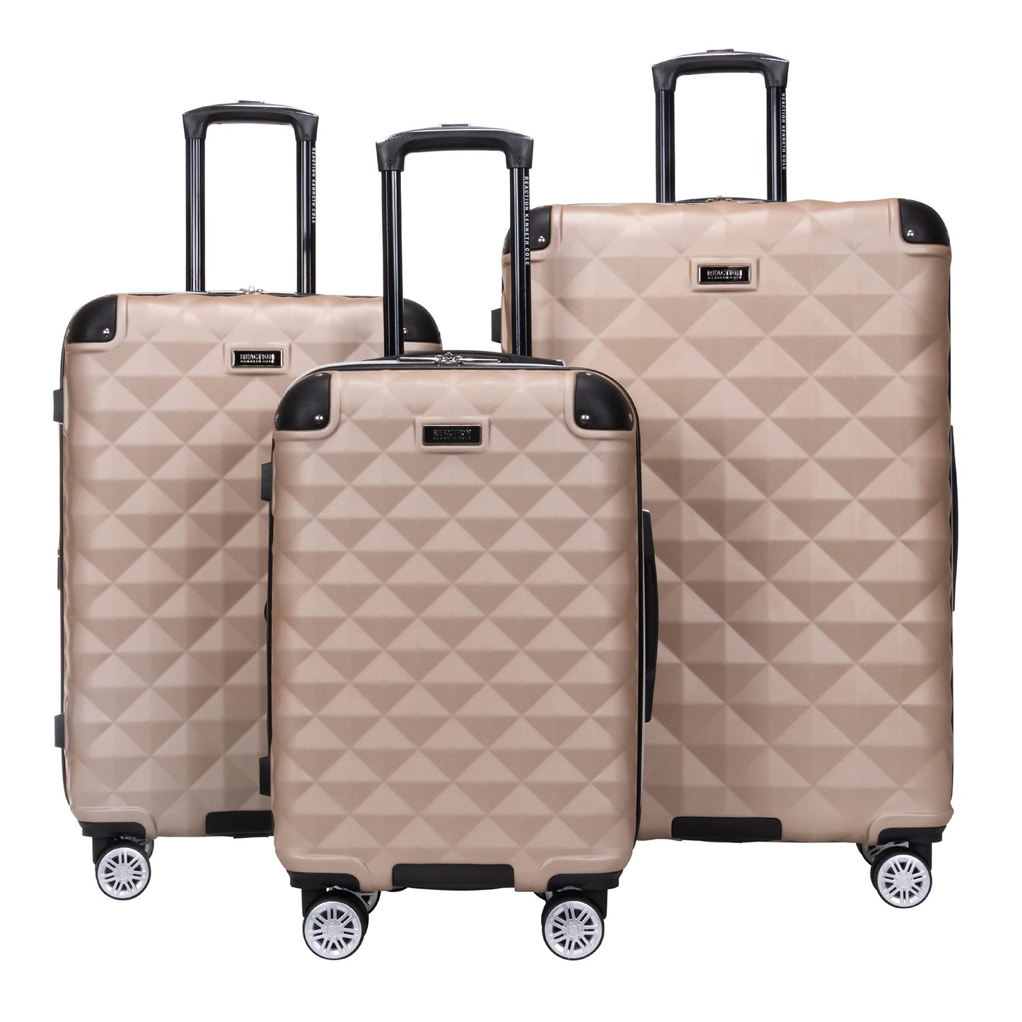 Kenneth Cole REACTION Diamond Tower Collection Lightweight Hardside Expandable 8-Wheel Spinner Travel Luggage, Rose Champagne, 3-Piece Set (20", 24", & 28")
