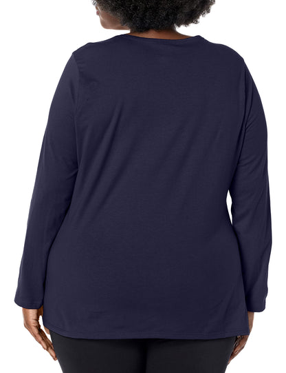 JUST MY SIZE womens Jersey Relax Crew Tee Shirt, Hanes Navy, 4X US