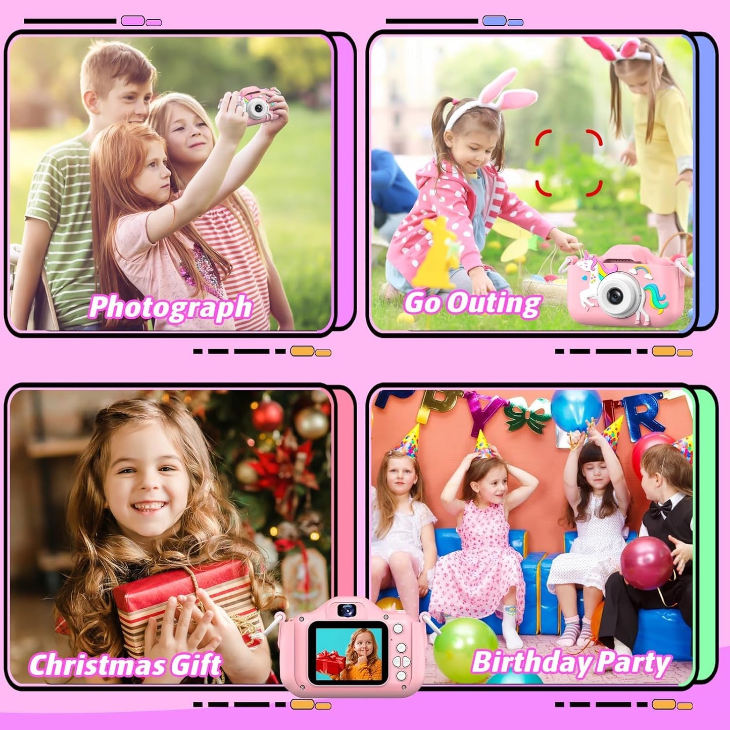 Mgaolo Kids Camera Toys for 3-12 Years Old Boys Girls Children,Portable Child Digital Video Camera with Silicone Cover, Christmas Birthday Gifts for Toddler Age 3 4 5 6 7 8 9 (Camo Pink)