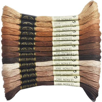 Premium Rainbow Color Embroidery Floss - Cross Stitch Threads - Friendship Bracelets Floss - Crafts Floss - 14 Skeins Per Pack Embroidery Floss, Light Rust Gradient