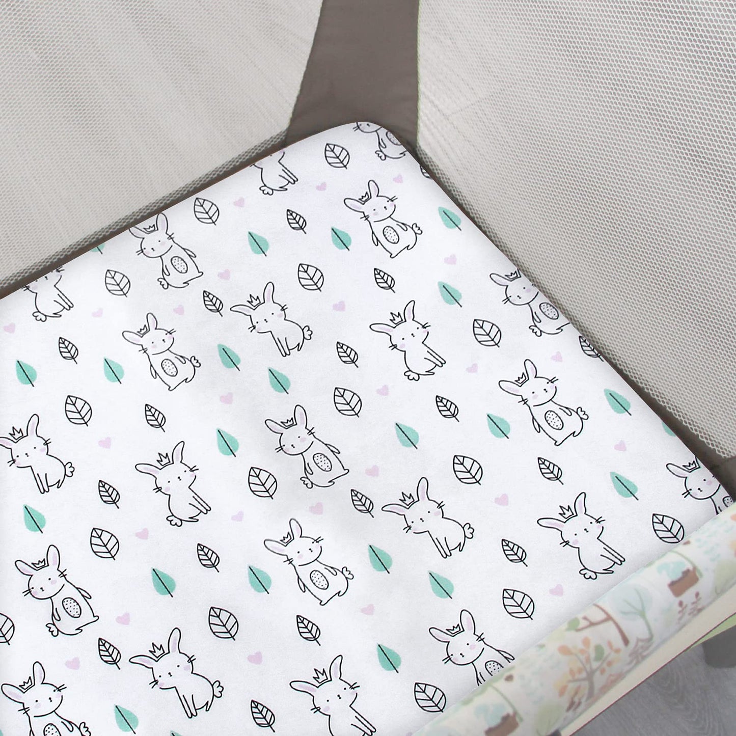 Pack and Play Sheets, 2 Pack Mini Crib Sheets, Stretchy Playard Fitted Sheet, Compatible with Graco Pack n Play, Soft and Breathable Material, Stars & Bunny