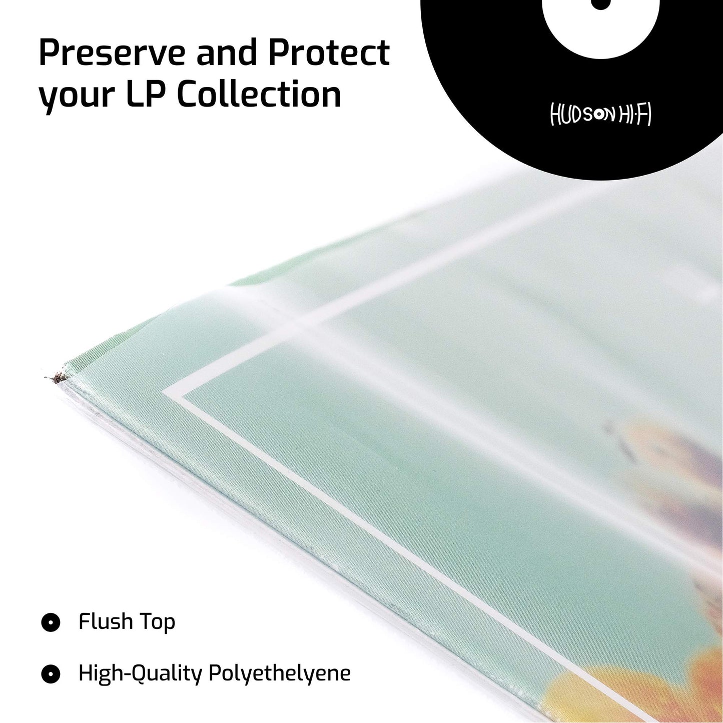 Hudson Hi-Fi Vinyl Record Outer Sleeves Covers - Premium Clear Vinyl Record Sleeve 100-Pack - Protect Your LP Albums from Scratches, Dirt & Dust - 3mm Thick No-Acid Exterior Disc Cover