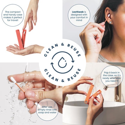 Reusable Cotton Swabs for Gentle and Eco-Friendly Beauty Routines - The Sustainable Alternative to Single-Use Q Tips - Zero Waste and Easy to Clean - Comes with a Convenient Travel Case Holder