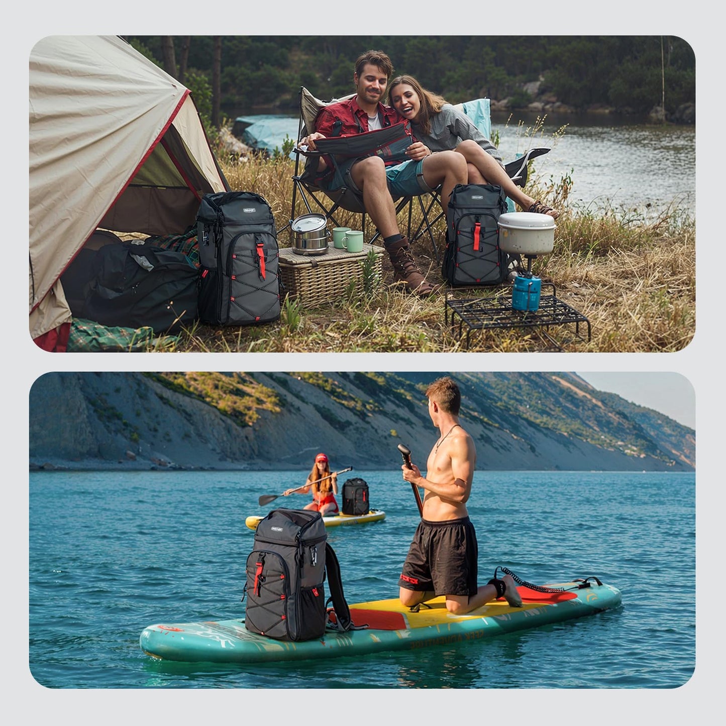 Overmont Insulated Leakproof Backpack Cooler - 30 Cans Soft Lunch Cooler Bag for Men Women - Portable Waterproof Camping Coolers for Outdoor Travel Beach Picnic Hiking