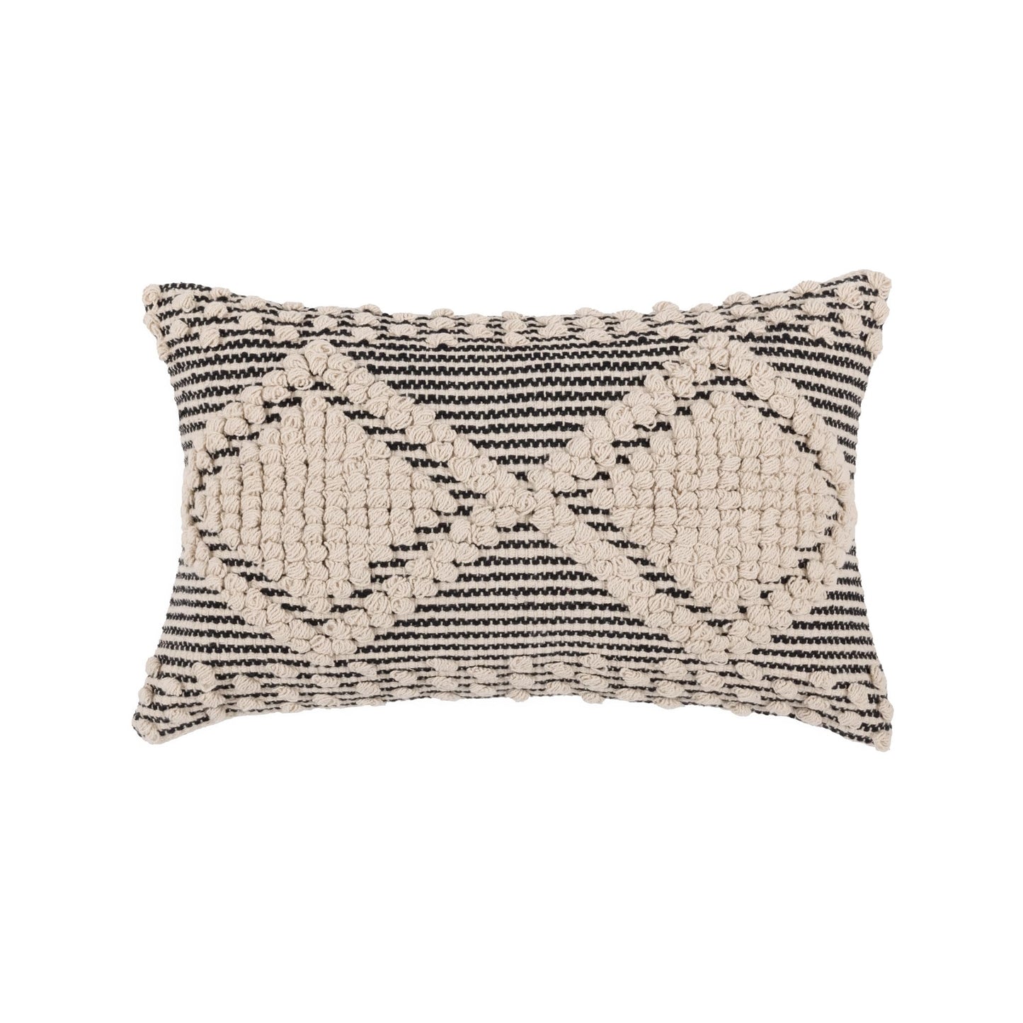 REDEARTH · Boho Textured Throw Pillow Cushion Covers- Lumbar Woven Tufted Decorative Farmhouse Cases Set for Couch, Sofa, Bed, Chair, Dining, Patio, Outdoor; 100% Cotton (12"x20", Gray) Pack of 2
