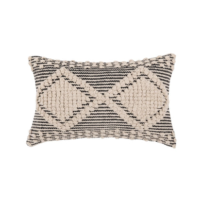 REDEARTH · Boho Textured Throw Pillow Cushion Covers- Lumbar Woven Tufted Decorative Farmhouse Cases Set for Couch, Sofa, Bed, Chair, Dining, Patio, Outdoor; 100% Cotton (12"x20", Gray) Pack of 2