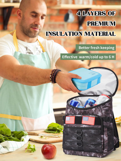 JOYHILL Backpack Cooler, Cooler Backpack Tactical Insulated 36 Cans, 2 Insulated Compartments Thermal Bag for Men Women, Lunch Bag for Camping Hiking Picnic Beach, Black