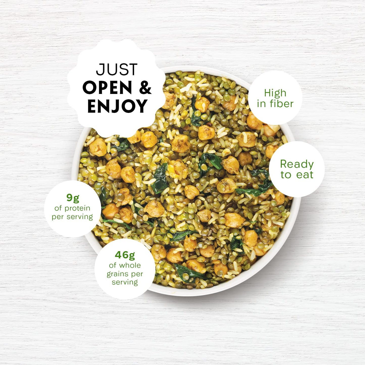 Reese Lentil Harvest Bowl | Chickpeas, Brown Rice, Spinach | High in Fiber & Protein (Pack of 8)