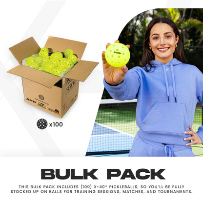Franklin Sports Outdoor - X-40 Pickleball Balls - USA Pickleball (USAPA) Approved - 100 Bulk Pack Outside Pickleballs - Yellow - US Open Ball