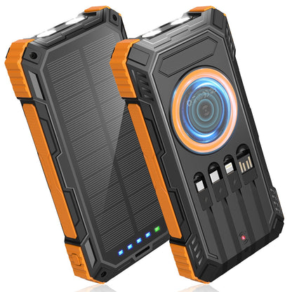 Power Bank Solar Charger,49800mAh Wireless Portable Charger with 4 Built-in Cables,22.5W Fast Charging Battery Pack USB-C in/Output PD+QC3.0 Portable Power Bank for All Cell Phones
