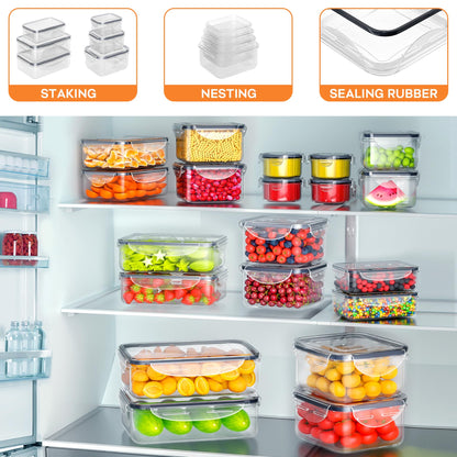 40 PCS Food Storage Containers with Lids Airtight (20 Containers & 20 Lids), Plastic Storage Meal Prep Container-Stackable 100% Leakproof & Microwave Organization and Storage Sets, Lunch Containers