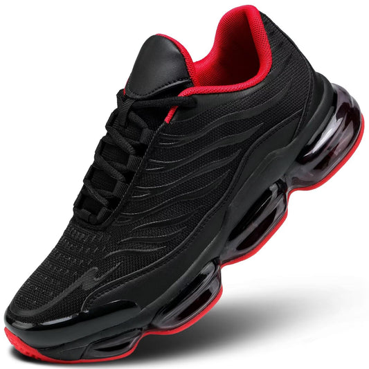 Men's Air Running Shoes Non Slip Workout Casual Sport Shoes for Men Basketball Sneakers Fashion Tennis Sport Fitness Cross Trainers Black/Red