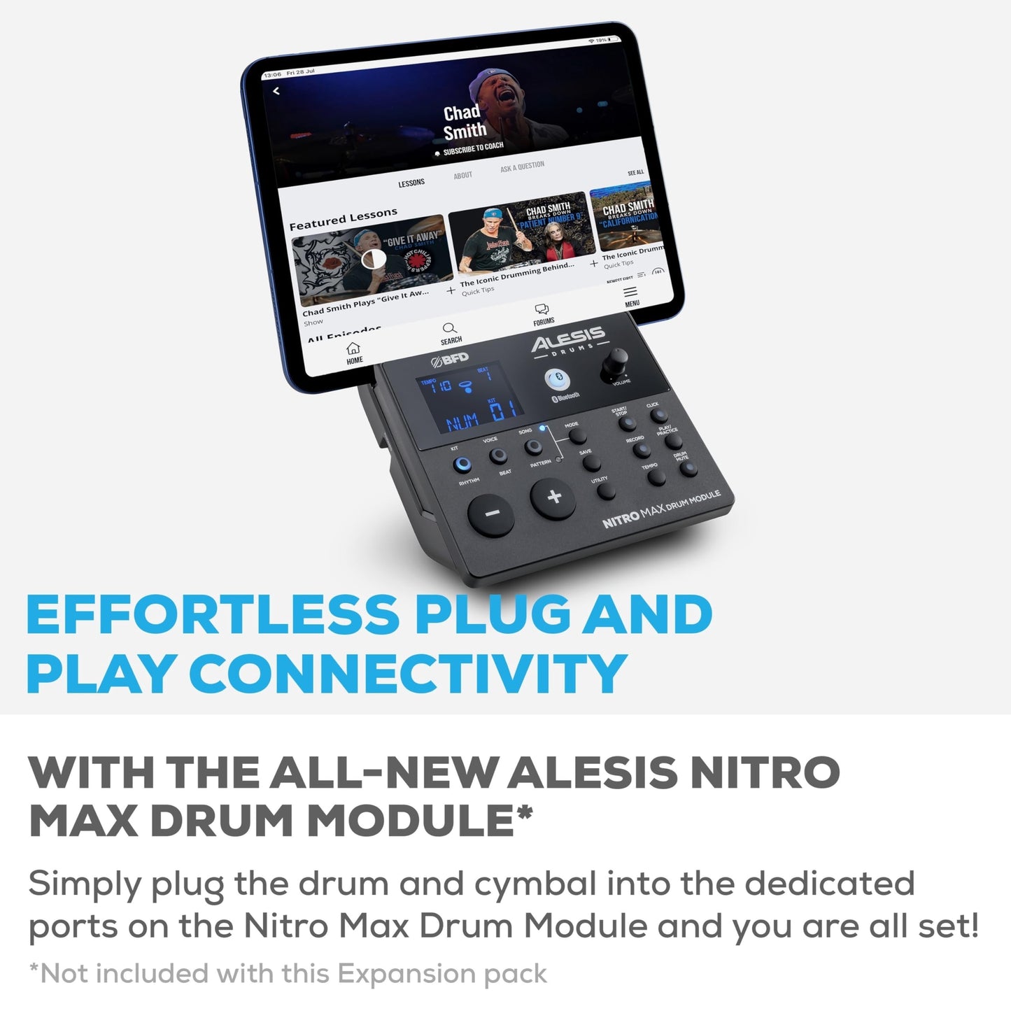 Alesis Drums Nitro Max Expansion Pack - Electric Drum Set Expansion for Nitro Max Kit with Mesh Tom Pad, 10" Cymbal with Choke and Connection Cables