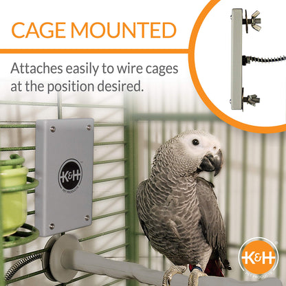 K&H Pet Products Snuggle-Up Bird Cage Heater, Bird Cage Accessory, Exotic Avian Warming Panel for Medium/Large Exotics Like Parrot, Cockatoo, Macaw, African Gray - Large 7 X 4in Gray 12V