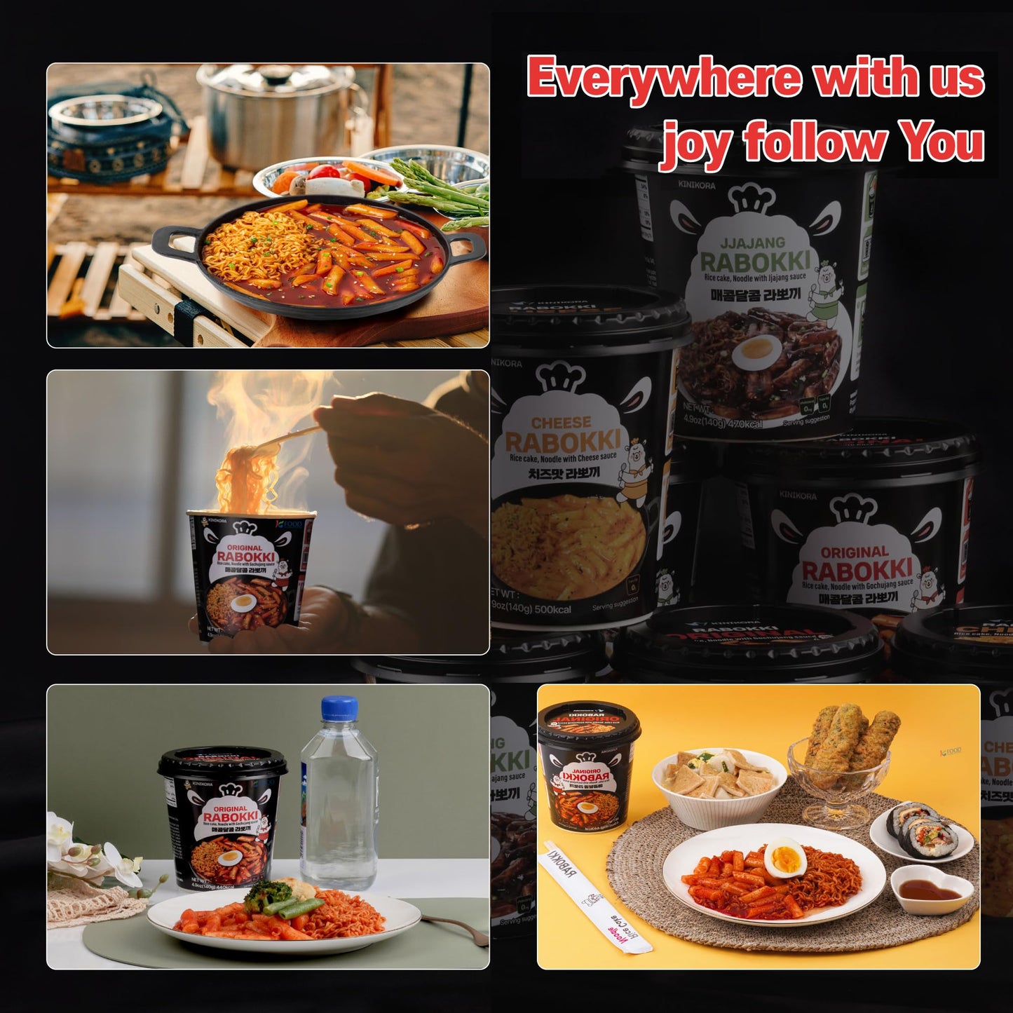KINIKORA Premium Instant Rabokki Cup - Original Flavor, 2 Cups, Korean Ramen & Tteokbokki, Quick and Easy Street Food