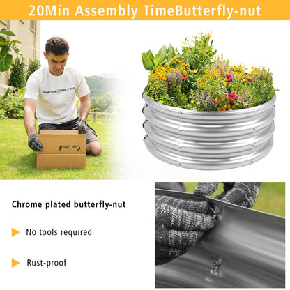 Gardeal Garden Galvanized Raised Garden Bed Kit - Metal Planter Boxes for Vegetables/Herbs/Flowers, Heavy-Duty Steel Outdoor Garden Box with Reinforced Edges(2X2X1FT)