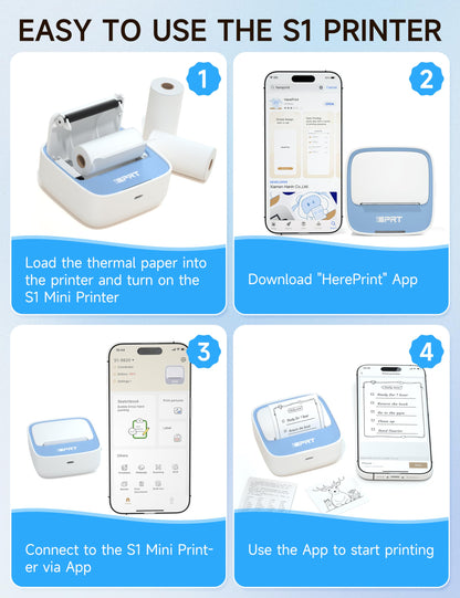 iDPRT Portable Sticker Maker Machine with 1 Roll Sticker Paper, Mini Printer Efficiently and Quickly, Thermal Printer for Study Notes, Pictures, DIY, Label, Free App with Multiple Templates, Blue