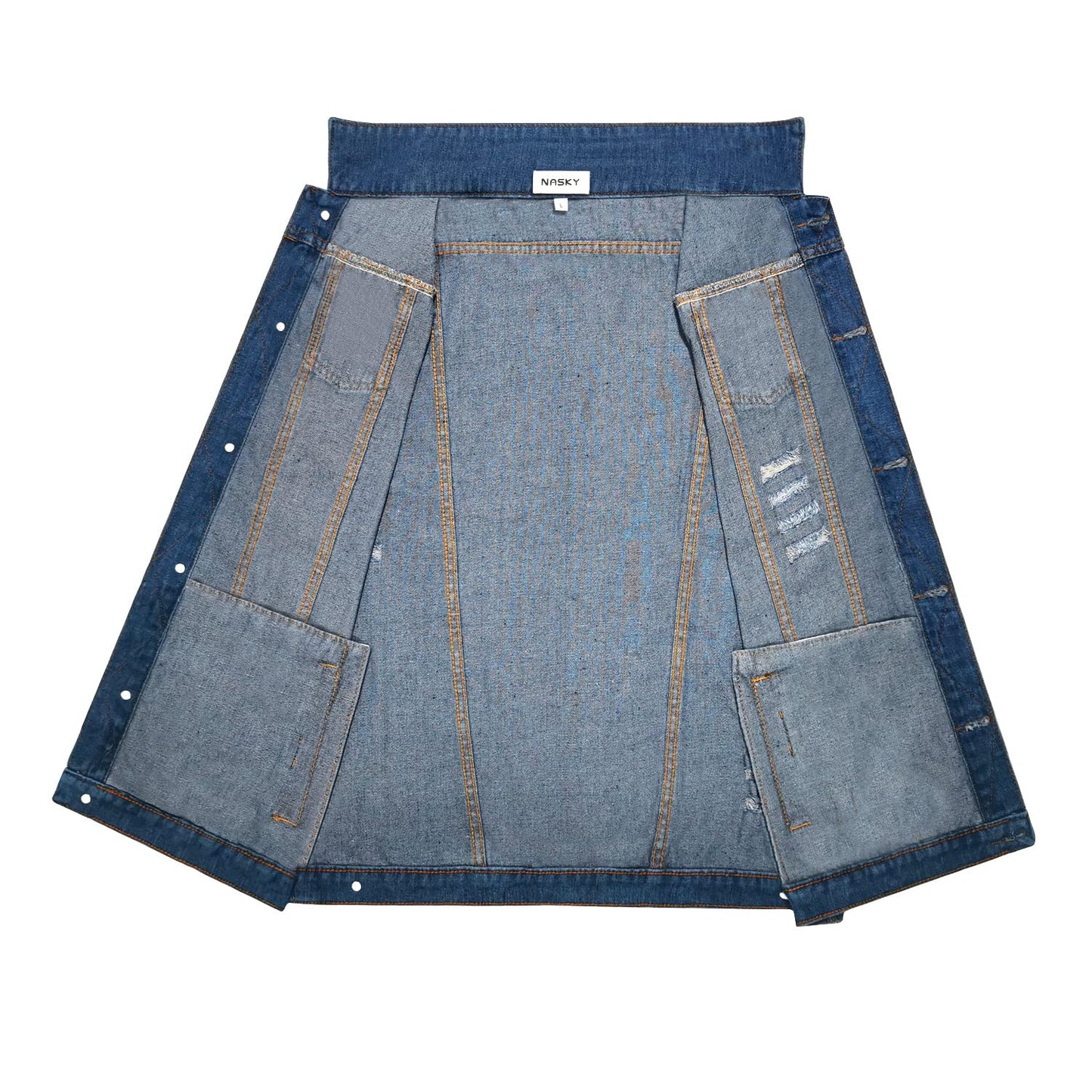 NASKY Men's Fit Retro Ripped Denim Vest Sleeveless Lapel Jean Vest Jacket Waistcoat Top(Small,Dark blue)