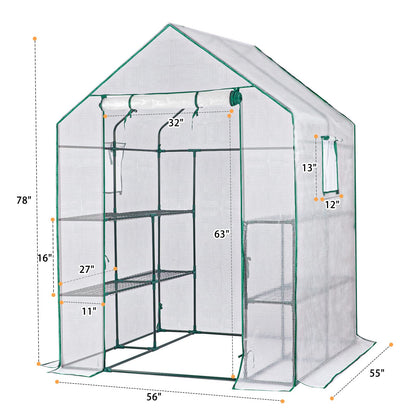 Greenhouses for Outdoors,Portable Walk in Greenhouse for Garden Plants That Need Frost Protection and Away from Pests,Animals(56"x55"x78")-White