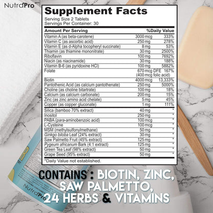 Hair Growth Vitamins With Saw Palmetto for Women-DHT Blocker,Hair Growth Supplement for Thicker And Perfect Hair.Hair Growth Pills for Thinning Hair.Get Healthy,Glow,Longer,Thick Hair.With Biotin.