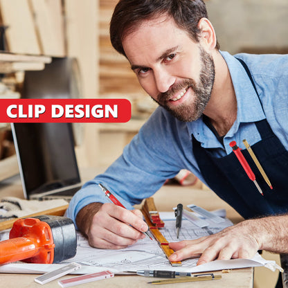 Hiboom 10 Pack Mechanical Carpenter Pencils Set with Sharpener & 36PCs 2.8mm Refills, Deep Hole Marker Pen, Automatic Center Punch, Carbide Scribe Tool, Heavy Duty Construction Pencil for Architect