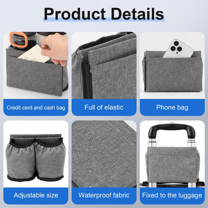 Luggage Cup Holder for Suitcases Free Hands, Travel Accessories, Luggage Cup Caddy Gifts, Beverage Holder, Universal Luggage Accessories for Flight Attendants, Business Travelers, Grey