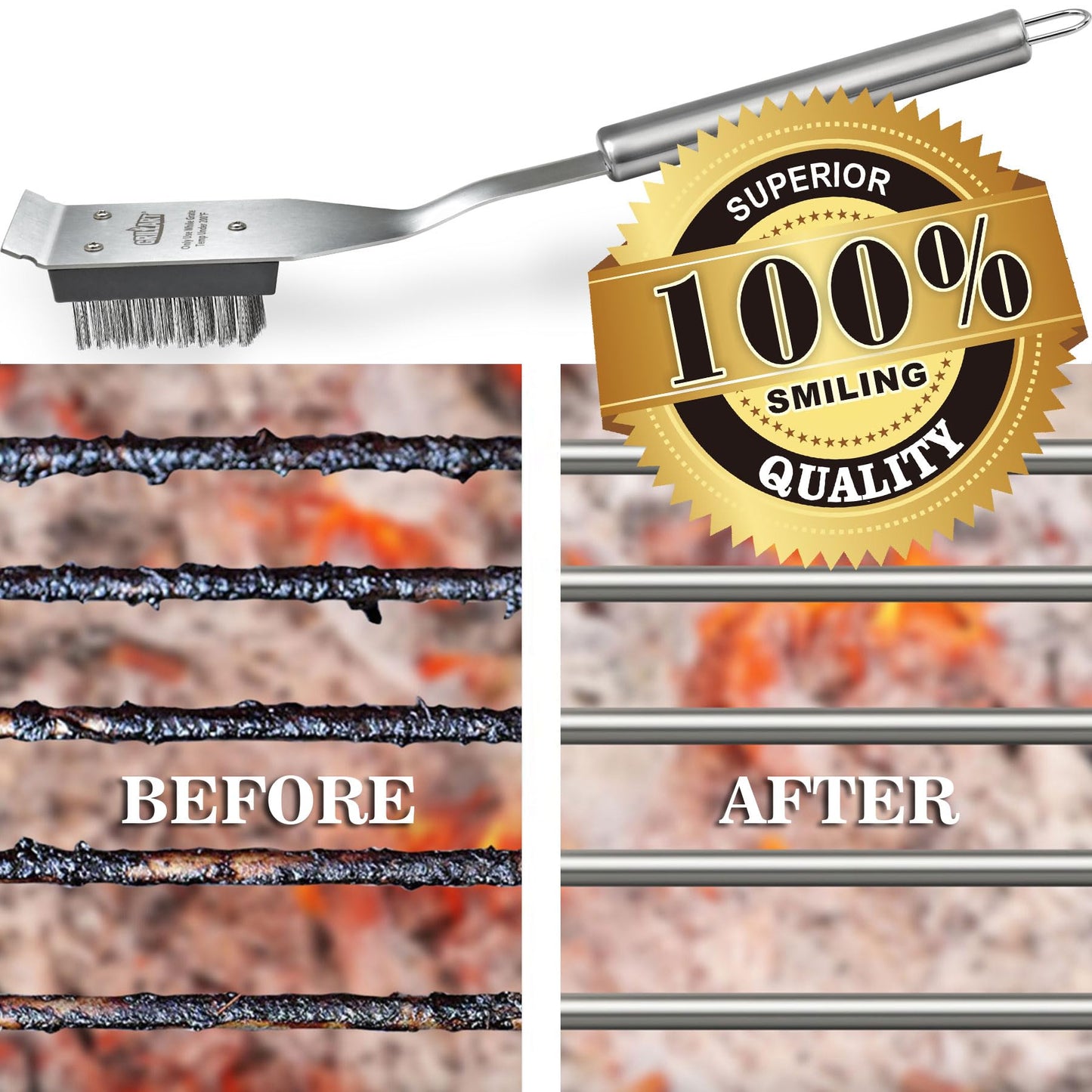 GRILLART Grill Brush and Scraper, Wire BBQ Grill Brush for Outdoor Grill, 16.5” Grill Cleaning Brush BBQ Grill Accessories, Safe Grill Cleaner Brush-Ideal Gift for Men/Dad BBQ Brush for Grill Cleaning