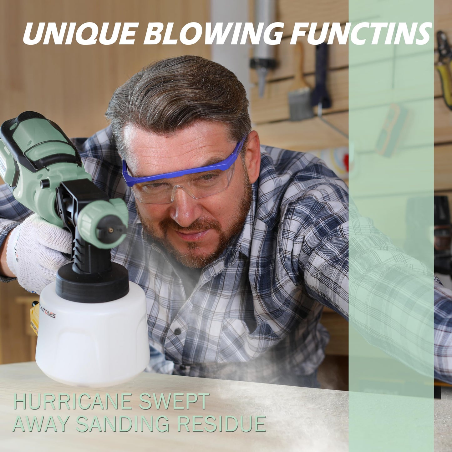 1000W HVLP Paint Sprayer High-Efficiency Electric Spray Gun with 6 Nozzles,Variable Patterns & Adjustable Flow, 47oz (1400ml) Detachable Container,Easy to Clean for Home Improvement Projects Avocado