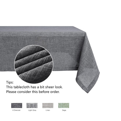 maxmill Flaxy Faux Linen Tablecloth with 2-Tone Slubby Texture Wrinkle Free Anti-Shrink Soft Table Cloth for Kitchen Dining Tabletop for Outdoor and Indoor Use Rectangle 60 x 84 Inch Charcoal