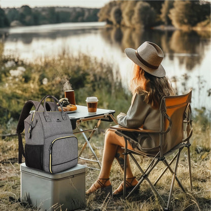 MATEIN Lunch Backpack, 15.6 Inch Insulated Cooler Bag with USB Port for Women Men, Water-Resistant Leak Proof Laptop Backpack Lunch Box Bag for Nurse Teacher Work Office Commute Travel Picnic, Grey