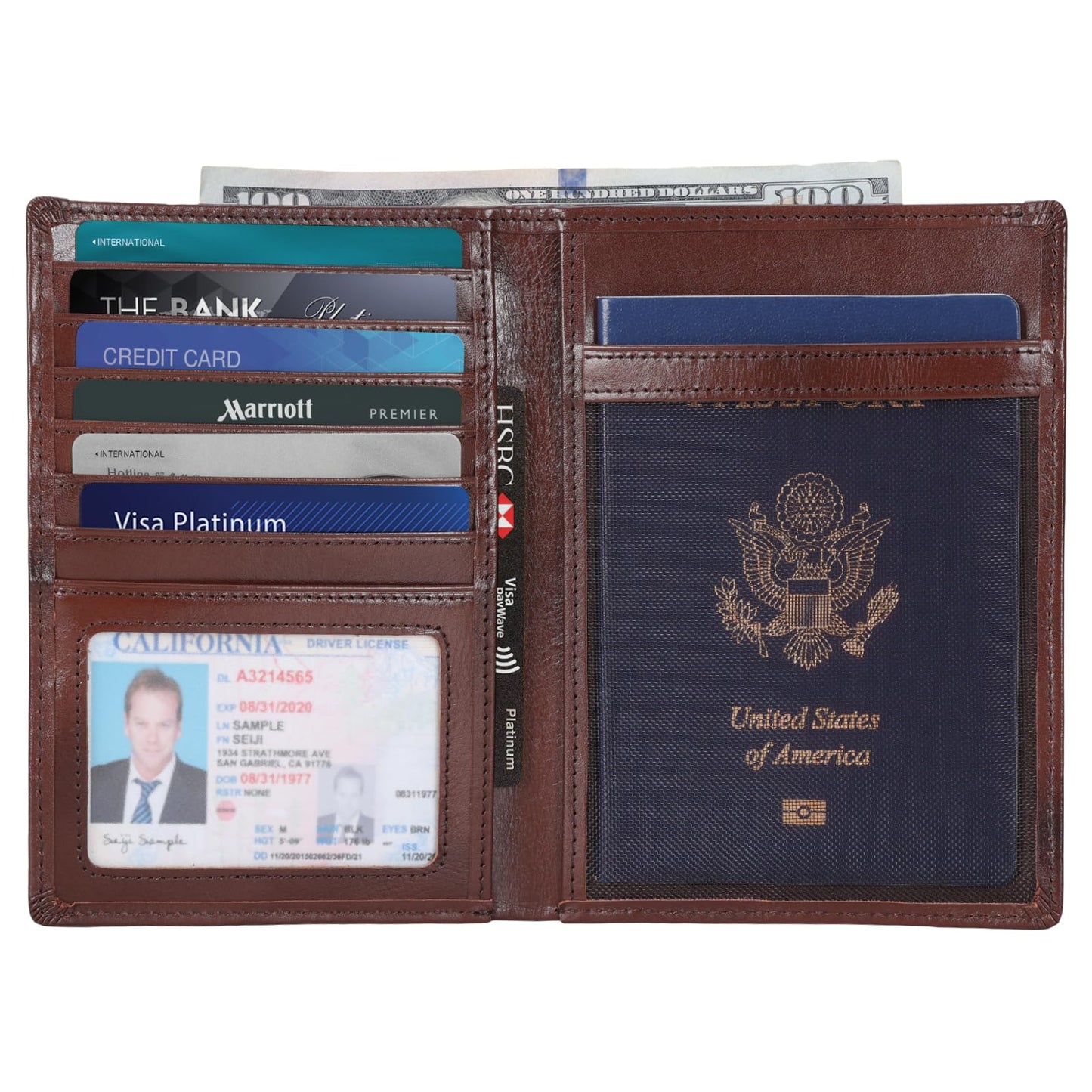 Polare Luxury RFID Blocking Leather Passport Holder Travel Wallet For Men and Women (Coffee with AirTag Slot)