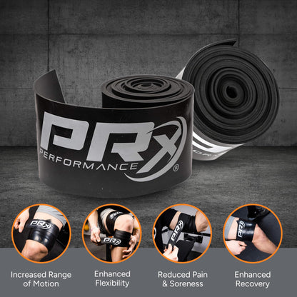 PRx Performance Muscle Compression Floss Band - Recovery & Mobility Enhancement, Gym Ready Compression Band, Improved Circulation, Reduced Soreness, Enhanced Stretching, Knee Tack & Floss Strap - 1mm